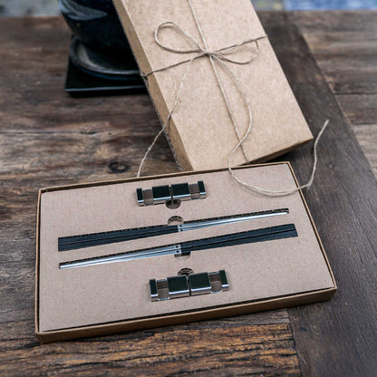 Stainless Steel Chopsticks+Rest Sets