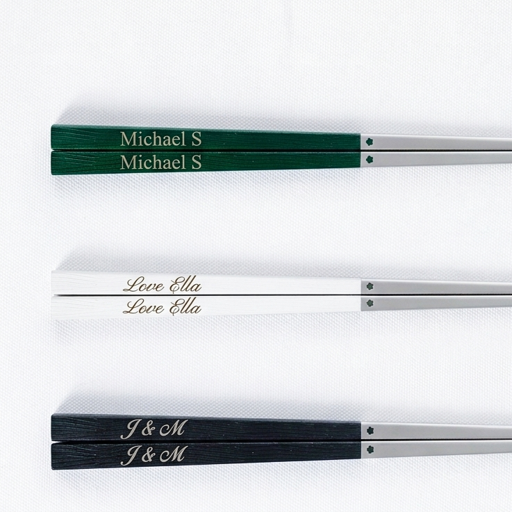 Custom Engraved Stainless Steel Chopsticks (Set of 12 Pairs) | Logo & Personalized | 316 Steel | Wedding & Corporate Favors
